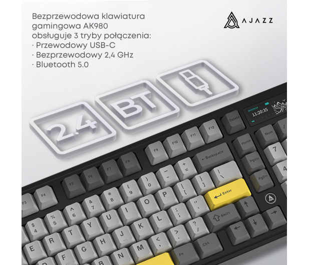 Ajazz AK980 V2 Gift Switch V2 Black Gray Yellow z ekranem - 1536371 - zdjęcie 10